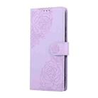 For Realme C25 / C12 / C15 Rose Flower Embossed 3-Card Slots Leather Phone Case(Purple) - 2