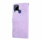 For Realme C25 / C12 / C15 Rose Flower Embossed 3-Card Slots Leather Phone Case(Purple) - 3