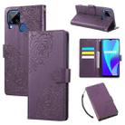 For Realme C25 / C12 / C15 Rose Flower Embossed 3-Card Slots Leather Phone Case(Deep Purple) - 1