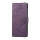 For Realme C25 / C12 / C15 Rose Flower Embossed 3-Card Slots Leather Phone Case(Deep Purple) - 2