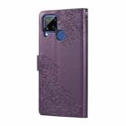 For Realme C25 / C12 / C15 Rose Flower Embossed 3-Card Slots Leather Phone Case(Deep Purple) - 3