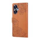 For Realme C55 Rose Flower Embossed 3-Card Slots Leather Phone Case(Brown) - 3