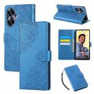 For Realme C55 Rose Flower Embossed 3-Card Slots Leather Phone Case(Blue) - 1