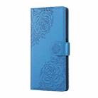 For Realme C55 Rose Flower Embossed 3-Card Slots Leather Phone Case(Blue) - 2