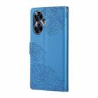 For Realme C55 Rose Flower Embossed 3-Card Slots Leather Phone Case(Blue) - 3