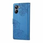 For Realme 10 Pro 5G Rose Flower Embossed 3-Card Slots Leather Phone Case(Blue) - 3