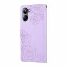 For Realme 10 Pro 5G Rose Flower Embossed 3-Card Slots Leather Phone Case(Purple) - 3