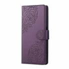 For Realme 10 Pro 5G Rose Flower Embossed 3-Card Slots Leather Phone Case(Deep Purple) - 2