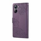 For Realme 10 Pro 5G Rose Flower Embossed 3-Card Slots Leather Phone Case(Deep Purple) - 3