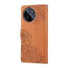 For Realme 11 4G Global Rose Flower Embossed 3-Card Slots Leather Phone Case(Brown) - 3