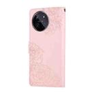 For Realme 11 4G Global Rose Flower Embossed 3-Card Slots Leather Phone Case(Pink) - 3