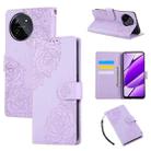 For Realme 11 4G Global Rose Flower Embossed 3-Card Slots Leather Phone Case(Purple) - 1