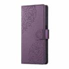 For Realme 11 4G Global Rose Flower Embossed 3-Card Slots Leather Phone Case(Deep Purple) - 2