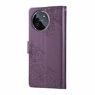 For Realme 11 4G Global Rose Flower Embossed 3-Card Slots Leather Phone Case(Deep Purple) - 3