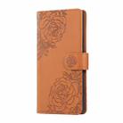 For Realme 14 Pro+ 5G Global Rose Flower Embossed 3-Card Slots Leather Phone Case(Brown) - 2