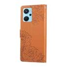 For Realme 9i 4G Rose Flower Embossed 3-Card Slots Leather Phone Case(Brown) - 3