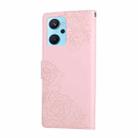 For Realme 9i 4G Rose Flower Embossed 3-Card Slots Leather Phone Case(Pink) - 3