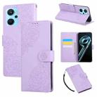 For Realme 9i 4G Rose Flower Embossed 3-Card Slots Leather Phone Case(Purple) - 1