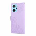 For Realme 9i 4G Rose Flower Embossed 3-Card Slots Leather Phone Case(Purple) - 3