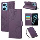 For Realme 9i 4G Rose Flower Embossed 3-Card Slots Leather Phone Case(Deep Purple) - 1