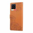 For Realme 8 4G Rose Flower Embossed 3-Card Slots Leather Phone Case(Brown) - 3