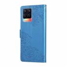 For Realme 8 4G Rose Flower Embossed 3-Card Slots Leather Phone Case(Blue) - 3