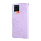 For Realme 8 4G Rose Flower Embossed 3-Card Slots Leather Phone Case(Purple) - 3