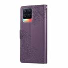 For Realme 8 4G Rose Flower Embossed 3-Card Slots Leather Phone Case(Deep Purple) - 3