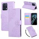 For Realme 9 Pro Rose Flower Embossed 3-Card Slots Leather Phone Case(Purple) - 1