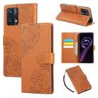For Realme 9 Pro+ Rose Flower Embossed 3-Card Slots Leather Phone Case(Brown) - 1