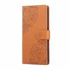 For Realme 9 Pro+ Rose Flower Embossed 3-Card Slots Leather Phone Case(Brown) - 2