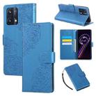 For Realme 9 Pro+ Rose Flower Embossed 3-Card Slots Leather Phone Case(Blue) - 1