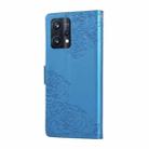 For Realme 9 Pro+ Rose Flower Embossed 3-Card Slots Leather Phone Case(Blue) - 3