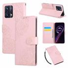 For Realme 9 Pro+ Rose Flower Embossed 3-Card Slots Leather Phone Case(Pink) - 1