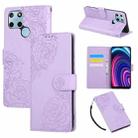 For Realme C25Y Rose Flower Embossed 3-Card Slots Leather Phone Case(Purple) - 1