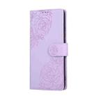 For Realme C25Y Rose Flower Embossed 3-Card Slots Leather Phone Case(Purple) - 2