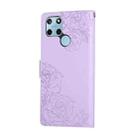 For Realme C25Y Rose Flower Embossed 3-Card Slots Leather Phone Case(Purple) - 3