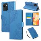 For Realme C30 4G Rose Flower Embossed 3-Card Slots Leather Phone Case(Blue) - 1