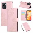 For Realme C30 4G Rose Flower Embossed 3-Card Slots Leather Phone Case(Pink) - 1