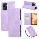 For Realme C30 4G Rose Flower Embossed 3-Card Slots Leather Phone Case(Purple) - 1