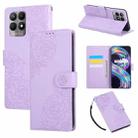 For Realme 8i Rose Flower Embossed 3-Card Slots Leather Phone Case(Purple) - 1