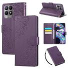 For Realme 8i Rose Flower Embossed 3-Card Slots Leather Phone Case(Deep Purple) - 1