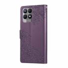 For Realme 8i Rose Flower Embossed 3-Card Slots Leather Phone Case(Deep Purple) - 3