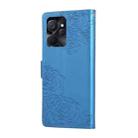 For Realme 9i 5G Rose Flower Embossed 3-Card Slots Leather Phone Case(Blue) - 3
