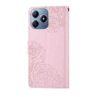 For Realme C63 4G Global Rose Flower Embossed 3-Card Slots Leather Phone Case(Pink) - 3