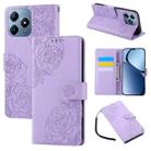 For Realme C63 4G Global Rose Flower Embossed 3-Card Slots Leather Phone Case(Purple) - 1