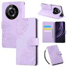 For Realme 11 Pro 5G / 11 Pro+ 5G Rose Flower Embossed 3-Card Slots Leather Phone Case(Purple) - 1
