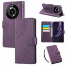 For Realme 11 Pro 5G / 11 Pro+ 5G Rose Flower Embossed 3-Card Slots Leather Phone Case(Deep Purple) - 1