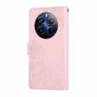 For Realme 12+ / 12 4G / 13 4G Rose Flower Embossed 3-Card Slots Leather Phone Case(Pink) - 3
