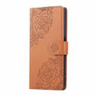 For Realme C33 4G India / C33 2023 Rose Flower Embossed 3-Card Slots Leather Phone Case(Brown) - 2